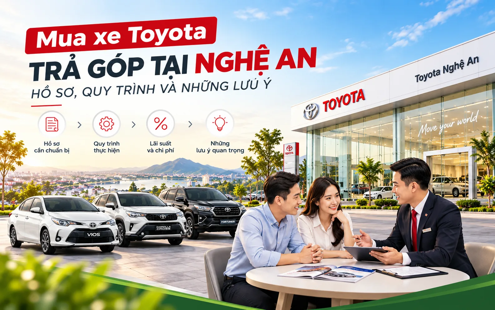 Mua xe Toyota trả góp tại Nghệ An: hồ sơ, quy trình và những lưu ý