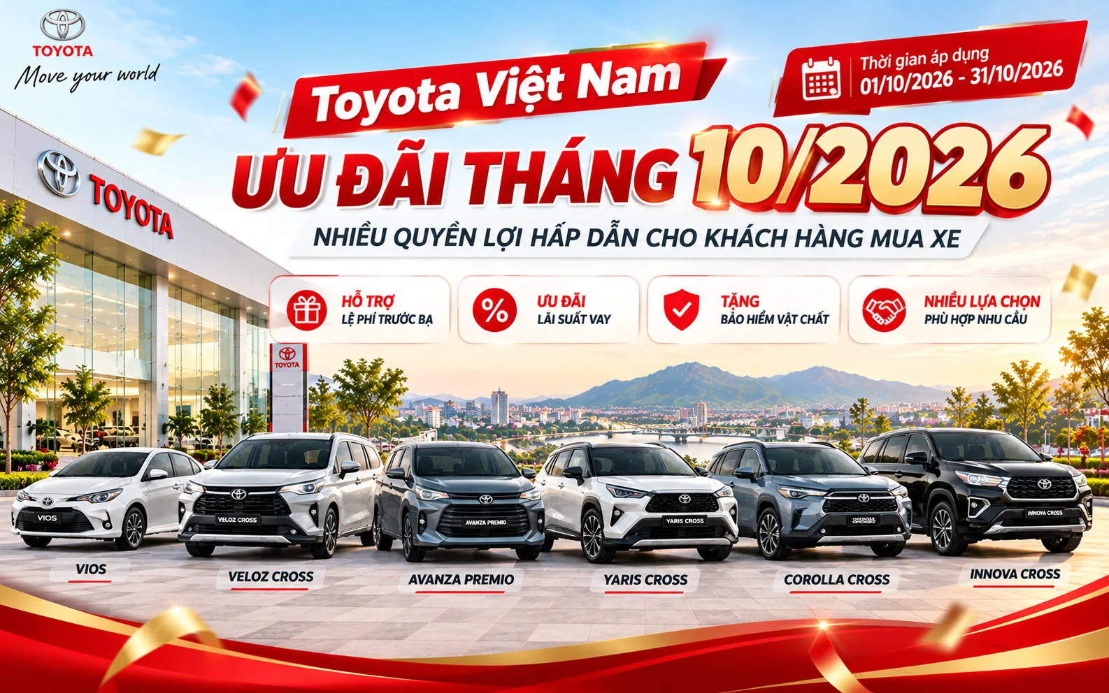 Toyota Việt Nam thực hiện chương trình ưu đãi cho khách hàng mua xe tháng 10/2026